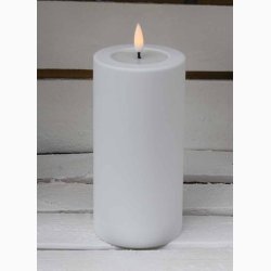 Udendrs Hvidt 3D flamme LED bloklys (H:15 cm)