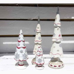 Deko juletr p hvid fod rd H: 10,5 cm- stk. pris 