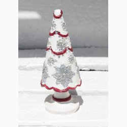 Deko juletr p hvid fod rd H: 10,5 cm- stk. pris 