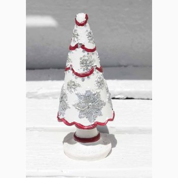 Deko juletr p hvid fod rd H: 10,5 cm- stk. pris 