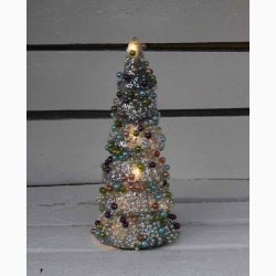 Ønske notifikation tæt Glas/ Perler juletræ (H:20 CM) med LED belysning - Julebelysning -  Frøtorvet ApS