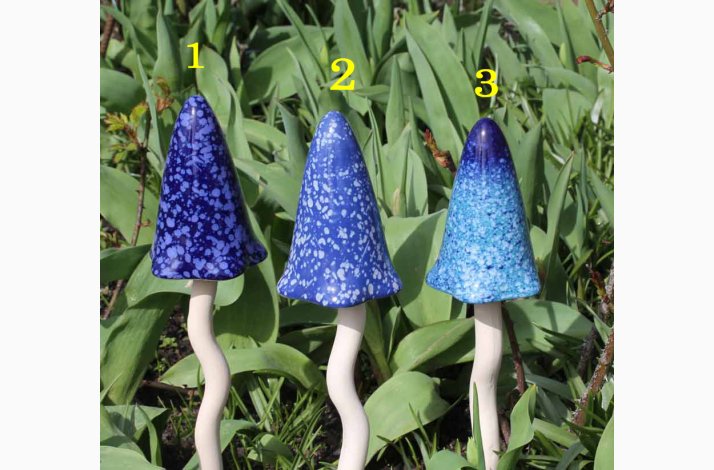 Paddehatte i keramik p pind i bl nuancer 44 cm hj, vlg