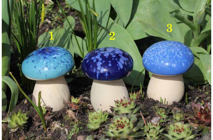 Bl nuancer Svampe i keramik med rund top (7*8 cm), vlg