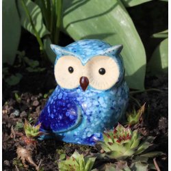 Bl nuancer ugler i keramik (7 cm), vlg