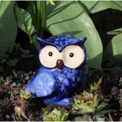 Bl nuancer ugler i keramik (7 cm), vlg