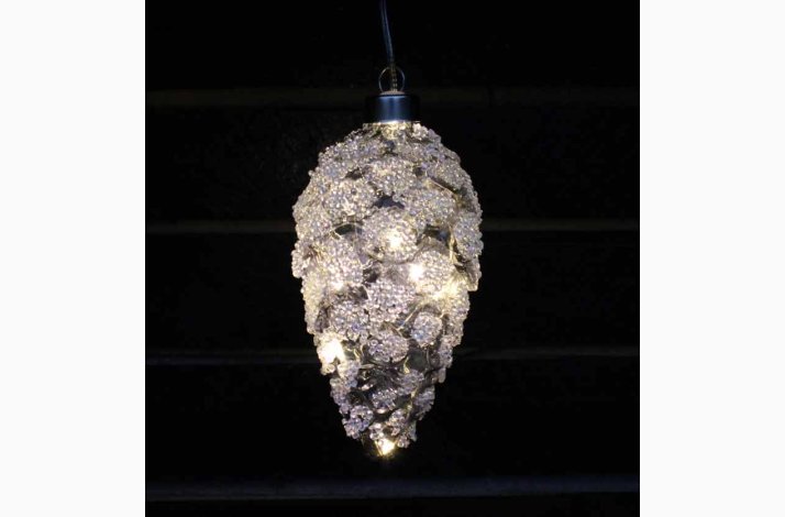 Glaskogle blgrnt skr med is (L:16 CM) med LED belysning