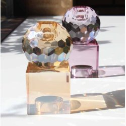 Krystalglas lysestage Rose H:12 cm, vendbar