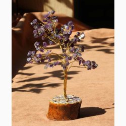 Krystal tr med Ametyst blade H: ca.18 cm