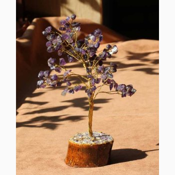 Krystal tr med Ametyst blade H: ca.18 cm