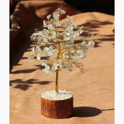 Krystal tr med Bjergkrystal blade H: ca.18 cm