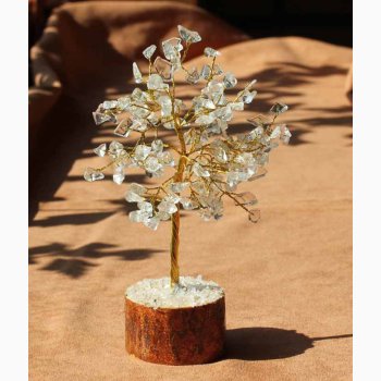 Krystal tr med Bjergkrystal blade H: ca.18 cm