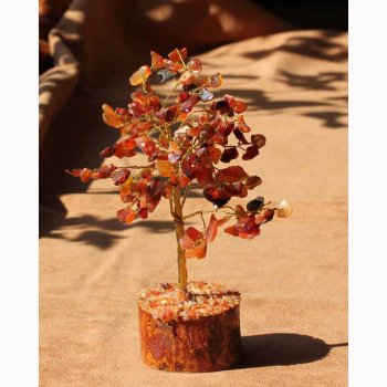 Krystal tr med Karneol blade H: ca.18 cm