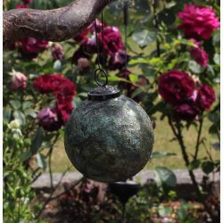 Dekorationskugle antik grn (glas) D8 cm med ophng