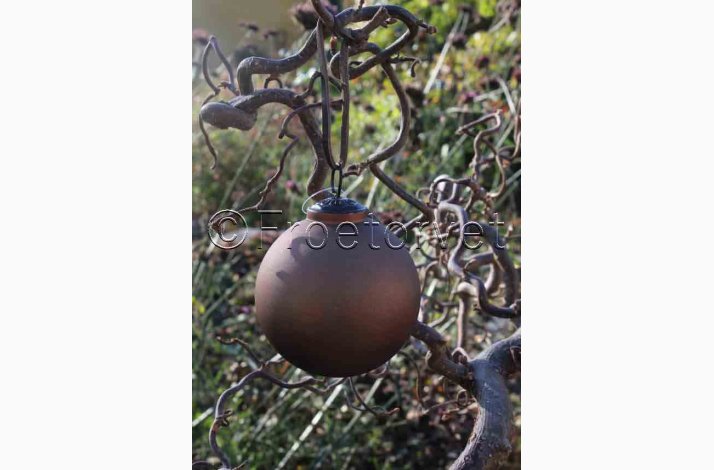 Dekorationskugle antik (metal) rund  7 cm med Lder ophng