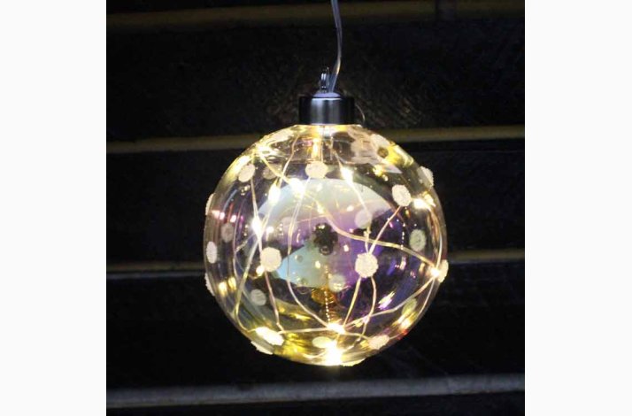 Stereotype pilfer Anvendelse Glaskugle snebold (Ø 10 CM) med LED belysning - Julebelysning - Frøtorvet  ApS