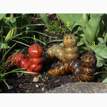 Nuttede Keramiske Larver L:12 cm - Dekoration til Haven, vlg
