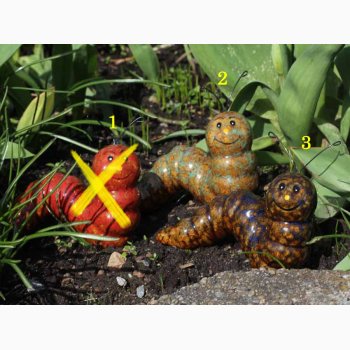 Nuttede Keramiske Larver L:12 cm - Dekoration til Haven, v�lg
