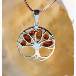 Livets tr ravdrber og ravkugler i slvbnd- vedhng - Ravsmykke