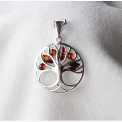 Livets tr ravdrber og ravkugler i slvbnd- vedhng - Ravsmykke