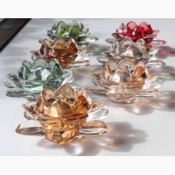 Glas Lotus fyrfadsstage D:12 cm, Grn