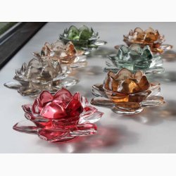 Glas Lotus fyrfadsstage D:12 cm, Amber