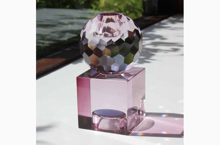Krystalglas Rose cm, vendbar - Glas lysestager - Frøtorvet ApS
