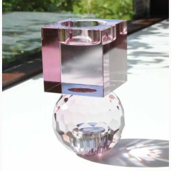 Krystalglas lysestage Rose H:12 cm, vendbar