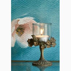 Metalopsats med blomster og fugle D 10 x 12 cm uden glasindsats