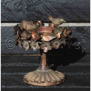 Metalopsats med blomster og fugle D 10 x 12 cm uden glasindsats