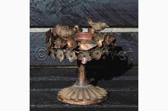 Metalopsats med blomster og fugle D 10 x 12 cm uden glasindsats