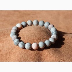 Armbnd/Mala med lyserd zebra jaspis kugleformede i elastik - Krystal armbnd