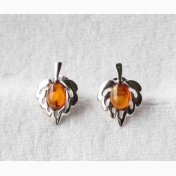 restikker Hjerteformet blad med rav - Ravsmykke