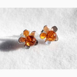 restikker slvblomst med stor ravkugle - Ravsmykke