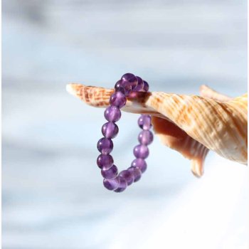 Ring med Ametyst (Elastisk,  0,3 cm perler) (indvendig 54-56 mm) p elastik Krystal smyk