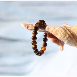 Ring med Tigerje ( 0,3 cm perler) - (indvendig 52 -54 mm) p elastik - Krystal smykker