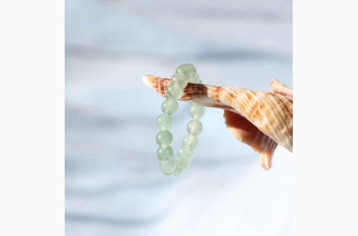 Ring med Grn Aventurin ( 0,3 cm) - (indvendig 54-56 mm) p elastik - Krystal smykker