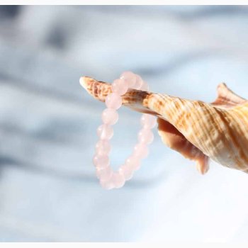 Ring med Rosenkvartsperler ( 0,3 cm) (indvendig 54-56 mm) p elastik - Krystal smykker