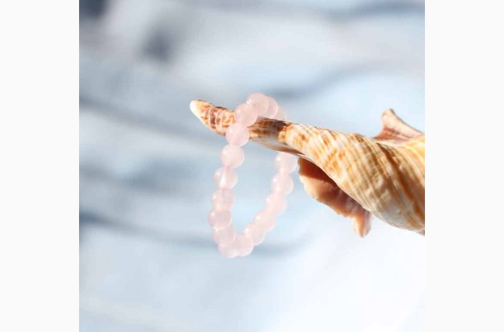 Ring med Rosenkvartsperler ( 0,3 cm) (indvendig 54-56 mm) p elastik - Krystal smykker