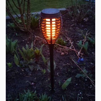 Solcellelampe 1 stk Rattan fakkel med LED med flammelys H: 50 cm � 10 cm