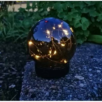 Solcelle  bed-/bordlampe H: 23,5 cm med tonet plastkugle og med drbelysdioder