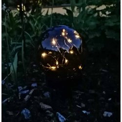 Solcelle  bed-/bordlampe H: 23,5 cm med tonet plastkugle og med drbelysdioder