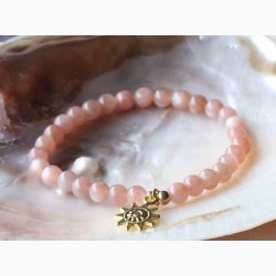 Armbnd med Solsten og Solformet Charm ( 0,6 cm perler) - Krystal armbnd