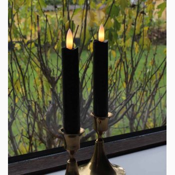 3D flamme Sorte 15 cm hje LED stagelys med timer 2 stk. i pk