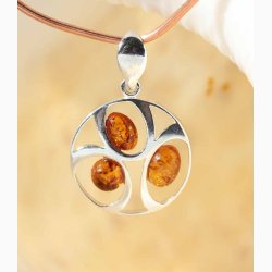 Cirkler i cirkel med ravkugler i slvbnd vedhng - Ravsmykke