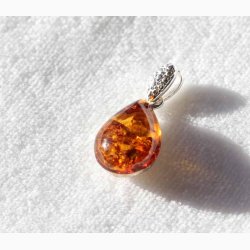 Rav tre i slvmnstret vedhng med mnstret bagside - Ravsmykke