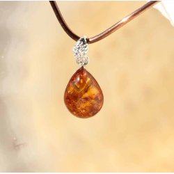 Rav tre i slvmnstret vedhng med mnstret bagside - Ravsmykke