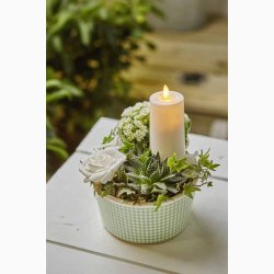 Udendrs LED bloklys/Gravlys Plastik H: 11,5 cm med timer 6/18 