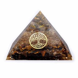 Orgonit Pyramide Tigerje med livets Tr 7 x 7 x 6 cm