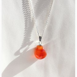 Karneol med metalhtte - krystal vedhng