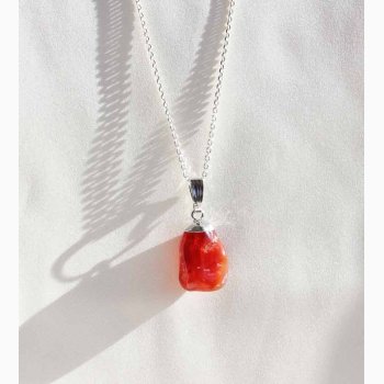 Rd Agat med metalhtte - krystal vedhng